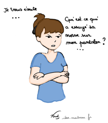 morve Frédésie de dessins, entre la maison et l'école.