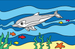 coloriage codé du dauphin vocabulaire grammaire en couleurs