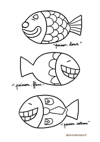 Coloriage de poissons d'avril rigolosos copie